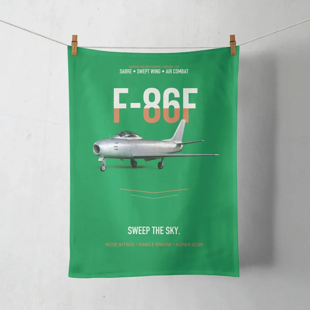 F-86F Sabre Sweep The Sky design on green towel
