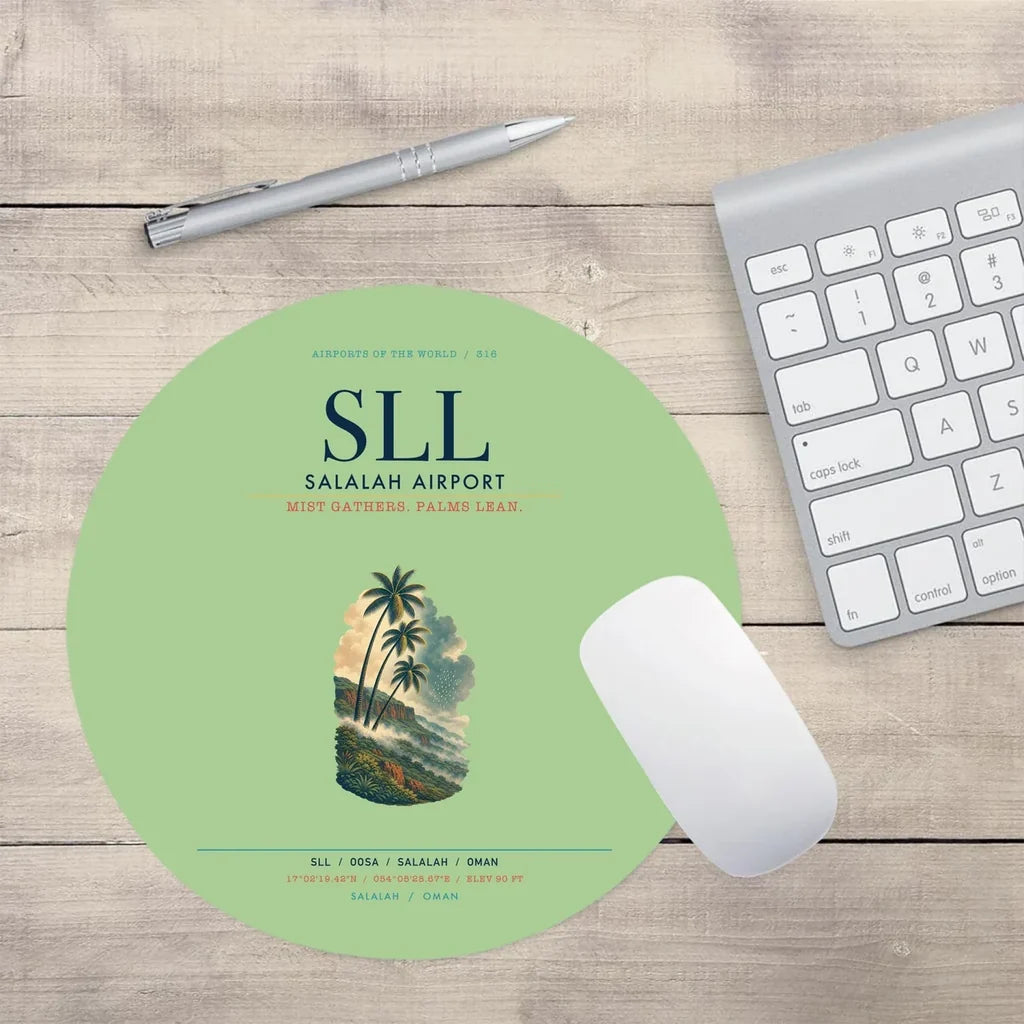 Salalah Airport (SLL) design on light green round mouse pad