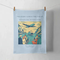 Thumbnail for VINTAGE G4478 - The Ferry Across The Strait - Designed Towels design on lightblue