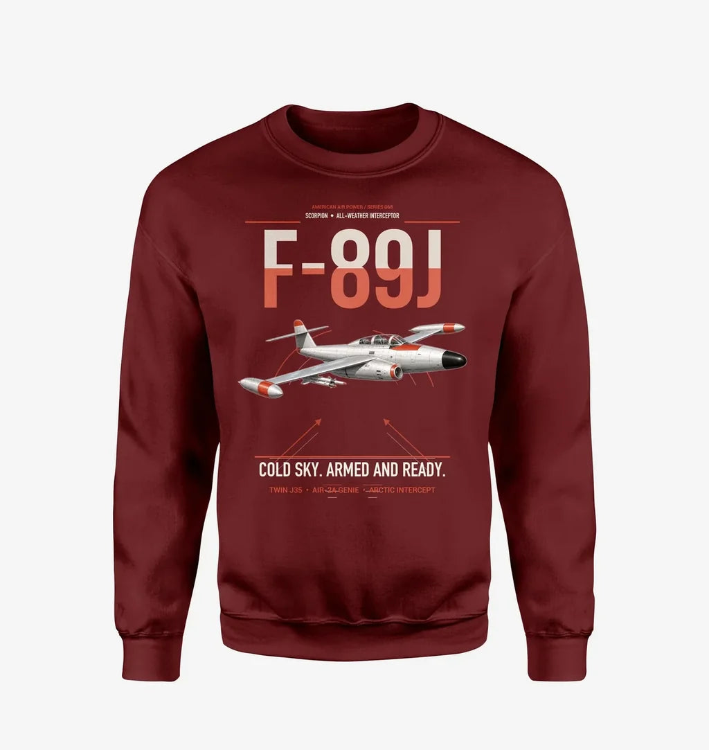 F-89J Scorpion design on wine red sweatshirt