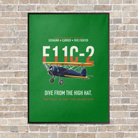 Thumbnail for F11C-2 Goshawk Dive from the High Hat vertical canvas print - framed - green background