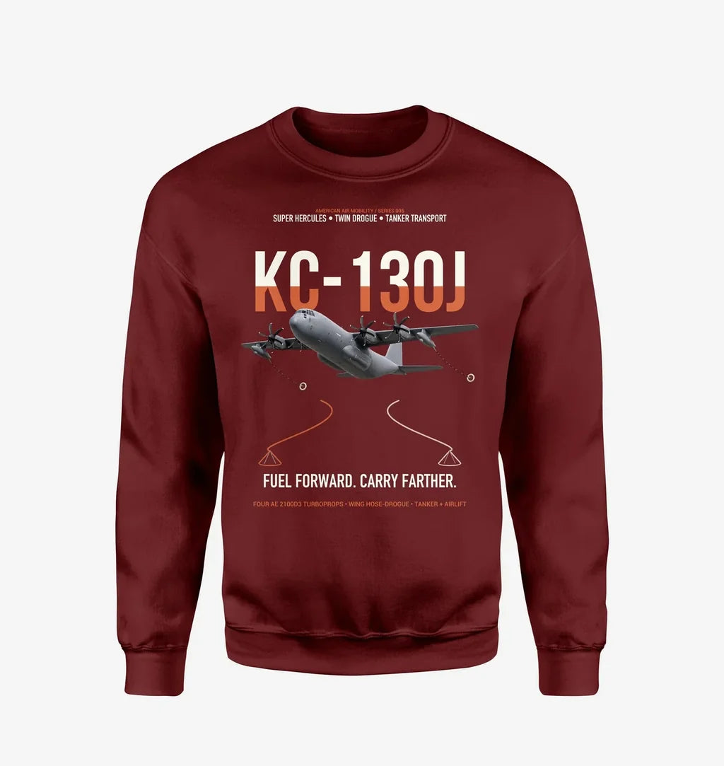 KC-130J SUPER HERCULES design on wine red sweatshirt