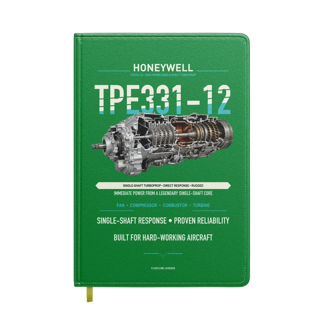 TPE331-12 design on green notebook