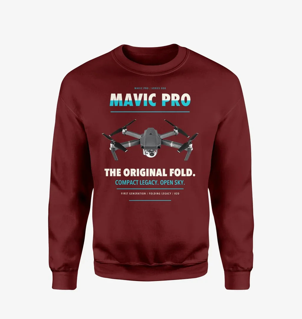 DJI Mavic Pro design on wine red sweatshirt