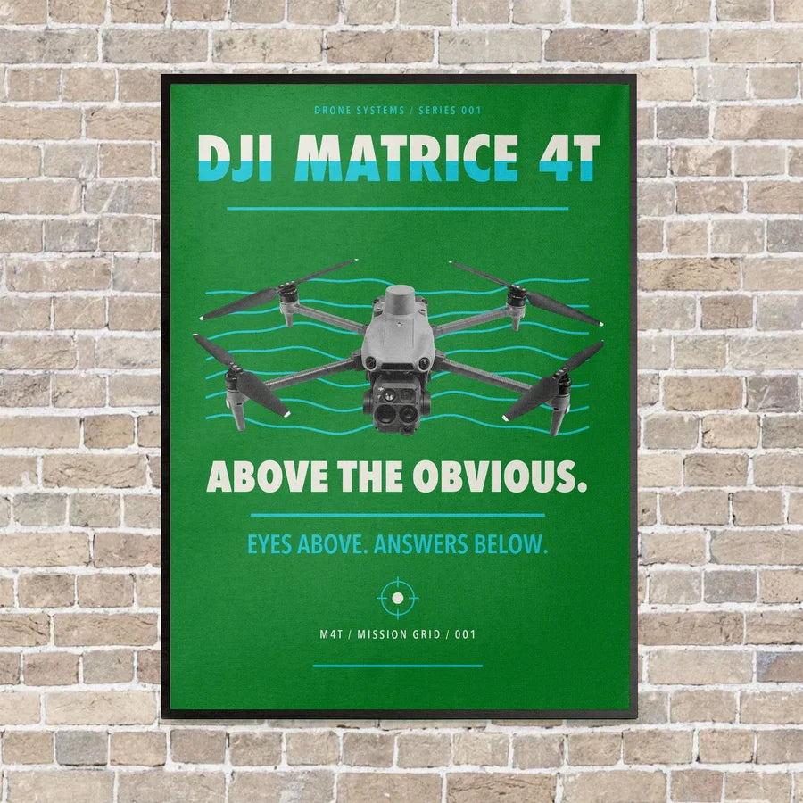 DJI Matrice 4T vertical canvas print - framed - green background