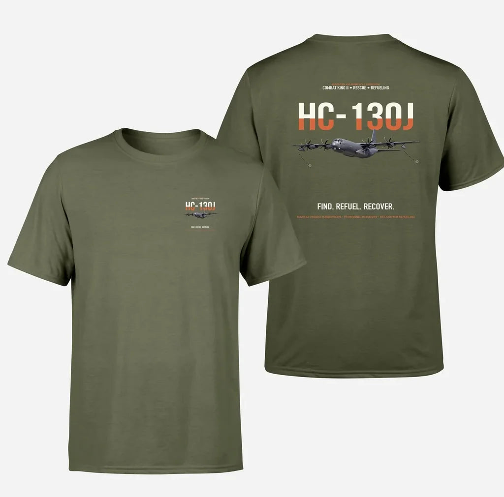 HC-130J COMBAT KING II design on green army double-side t-shirt, double-side print