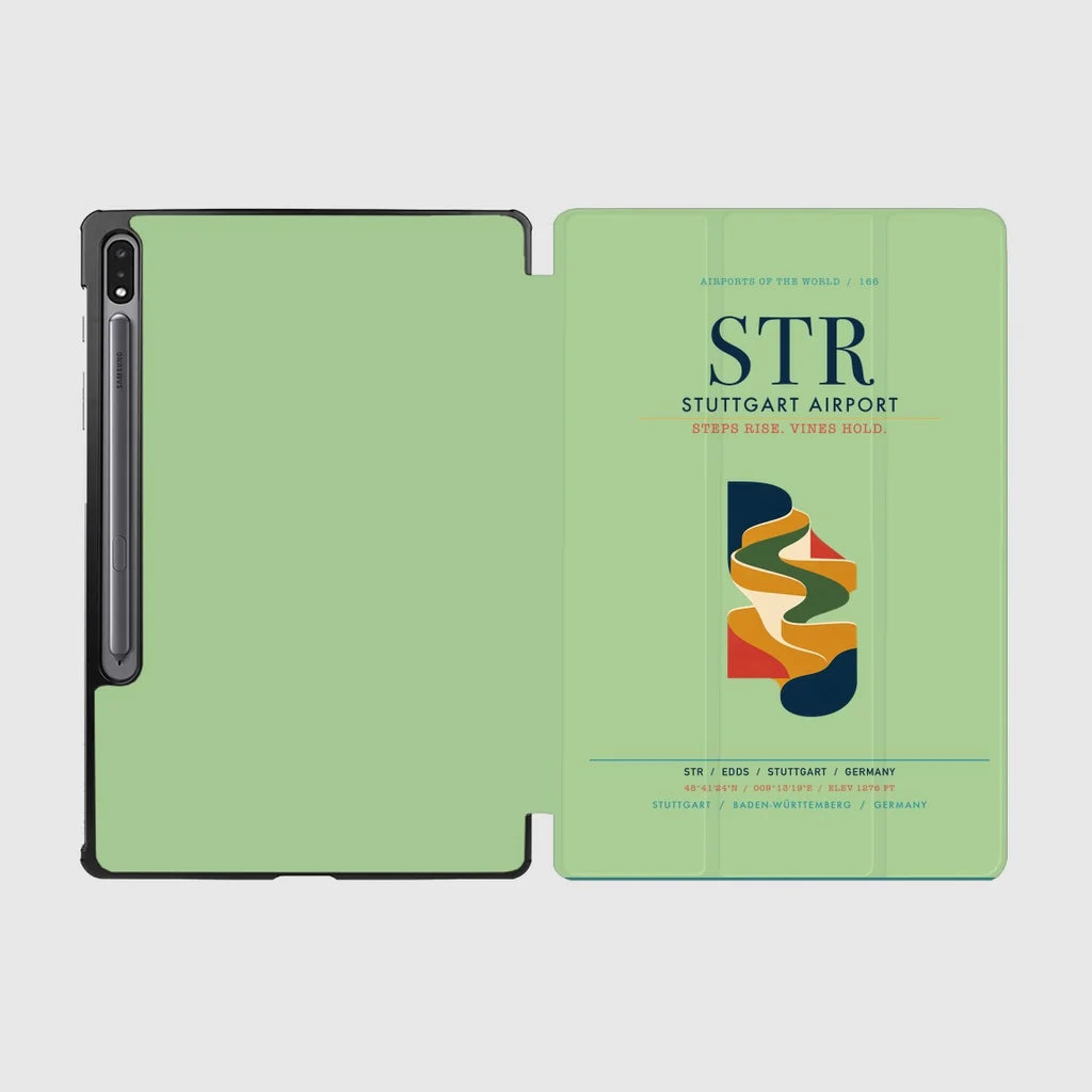 Stuttgart Airport (STR) design on light green samsung tablet tablet case