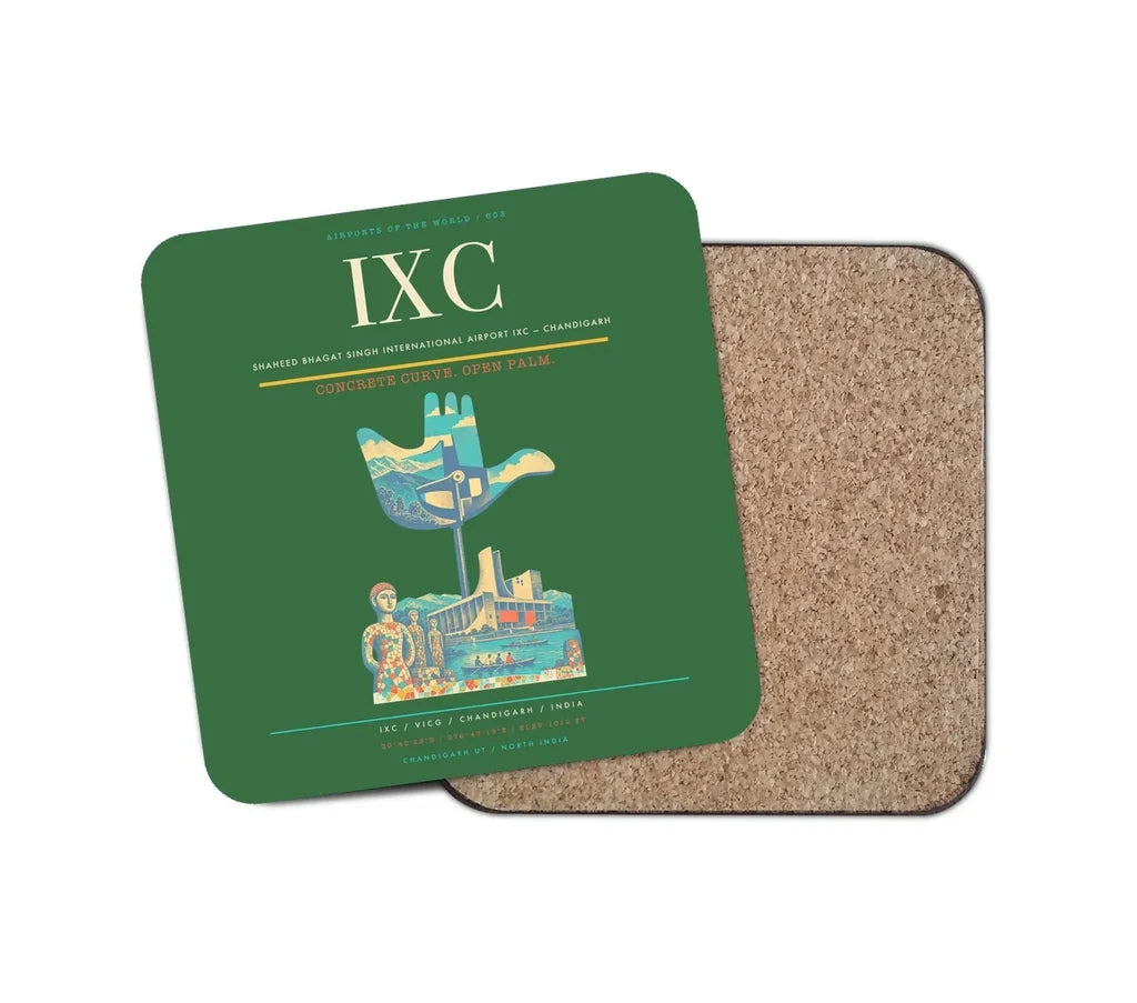 Shaheed Bhagat Singh International Airport (IXC) design on green 1 piece coaster