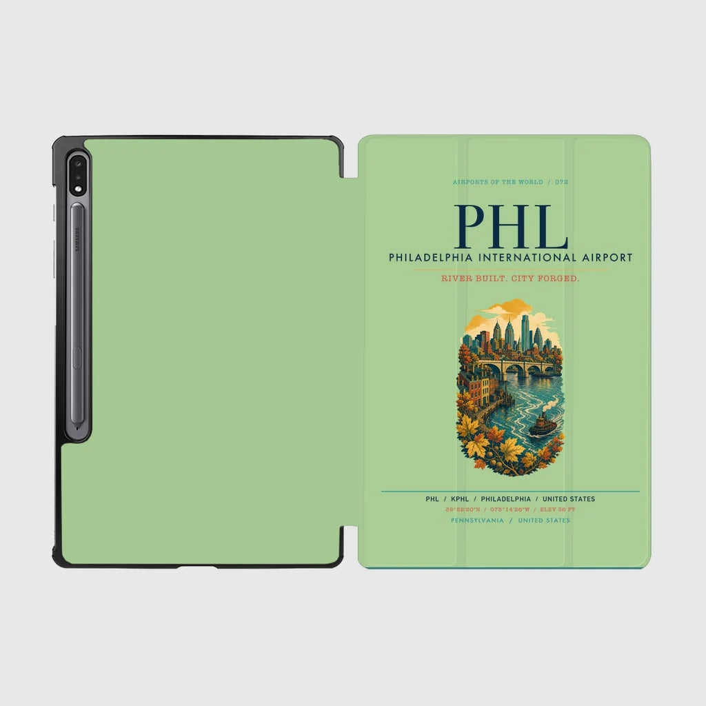 Philadelphia International Airport (PHL) design on light green samsung tablet tablet case