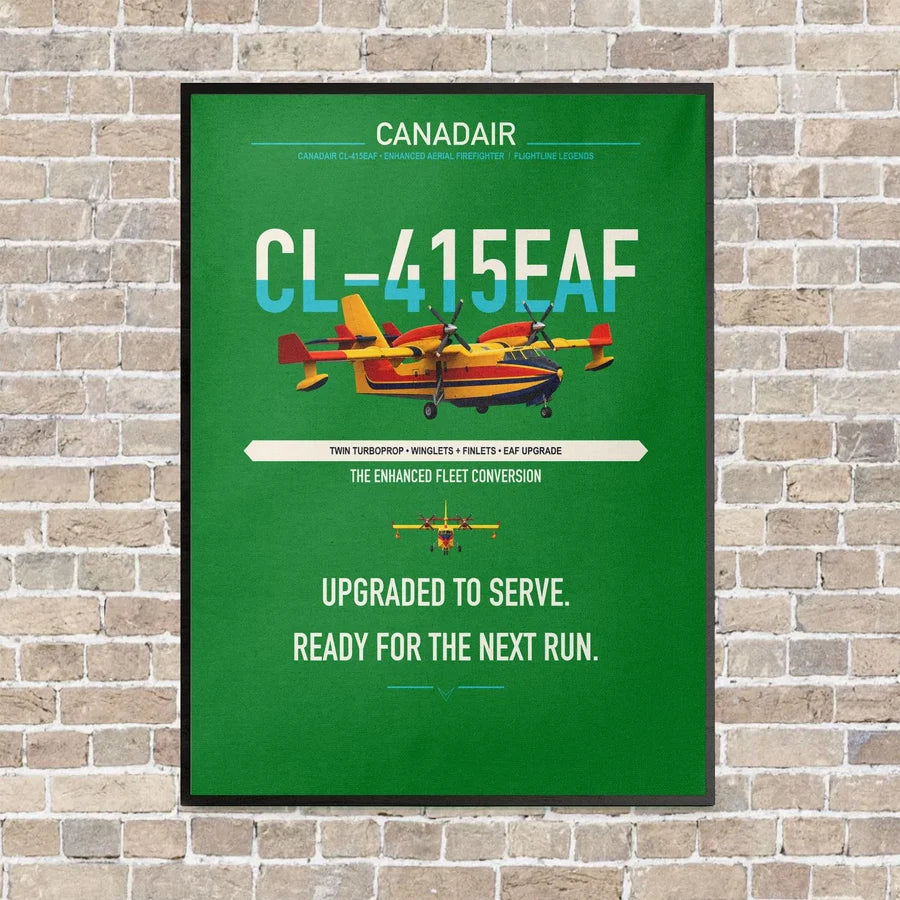 Canadair CL-415EAF vertical canvas print - framed - green background