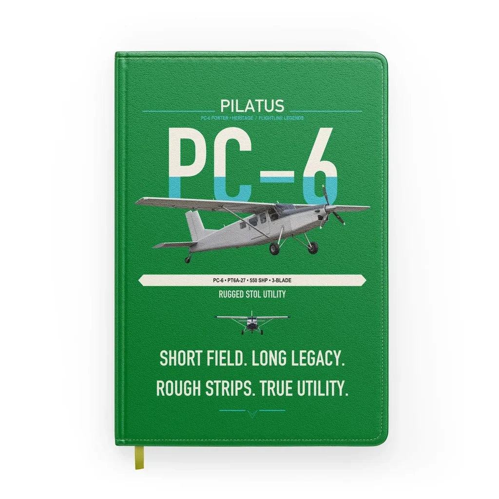 Pilatus PC-6 Porter design on green notebook
