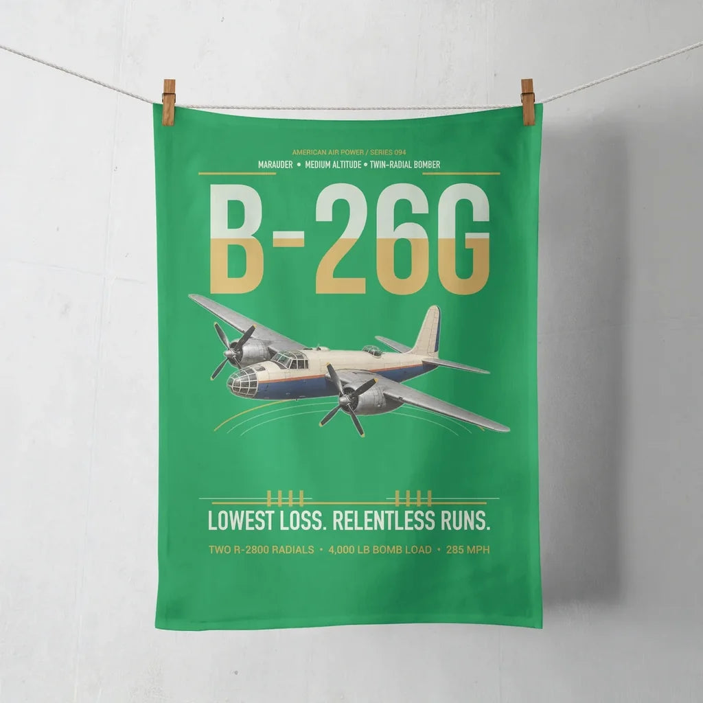 B-26G Marauder design on green towel