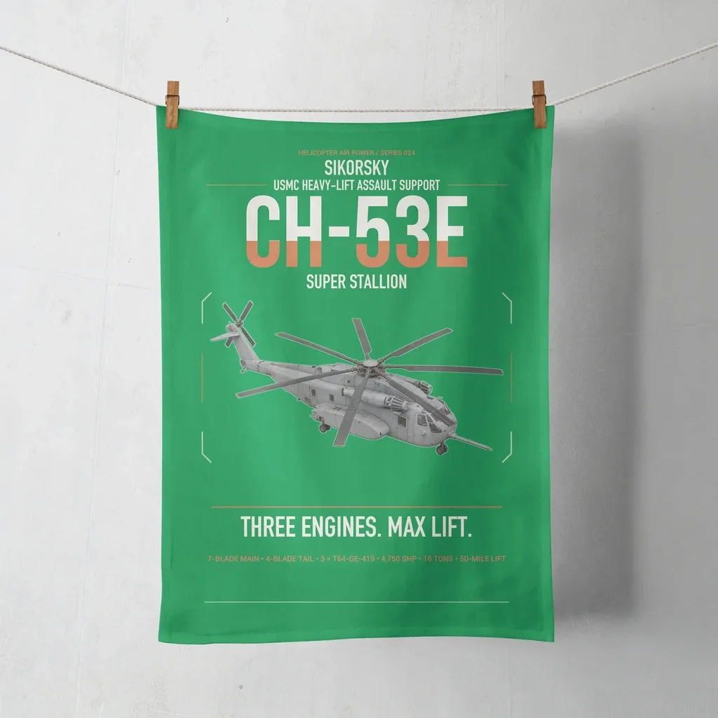 Sikorsky CH-53E Super Stallion design on green towel
