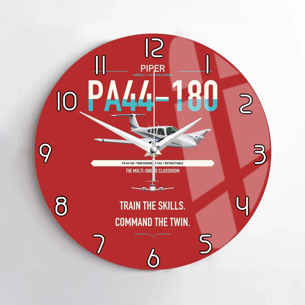 Piper PA-44-180 Seminole design on red no frame wall clock