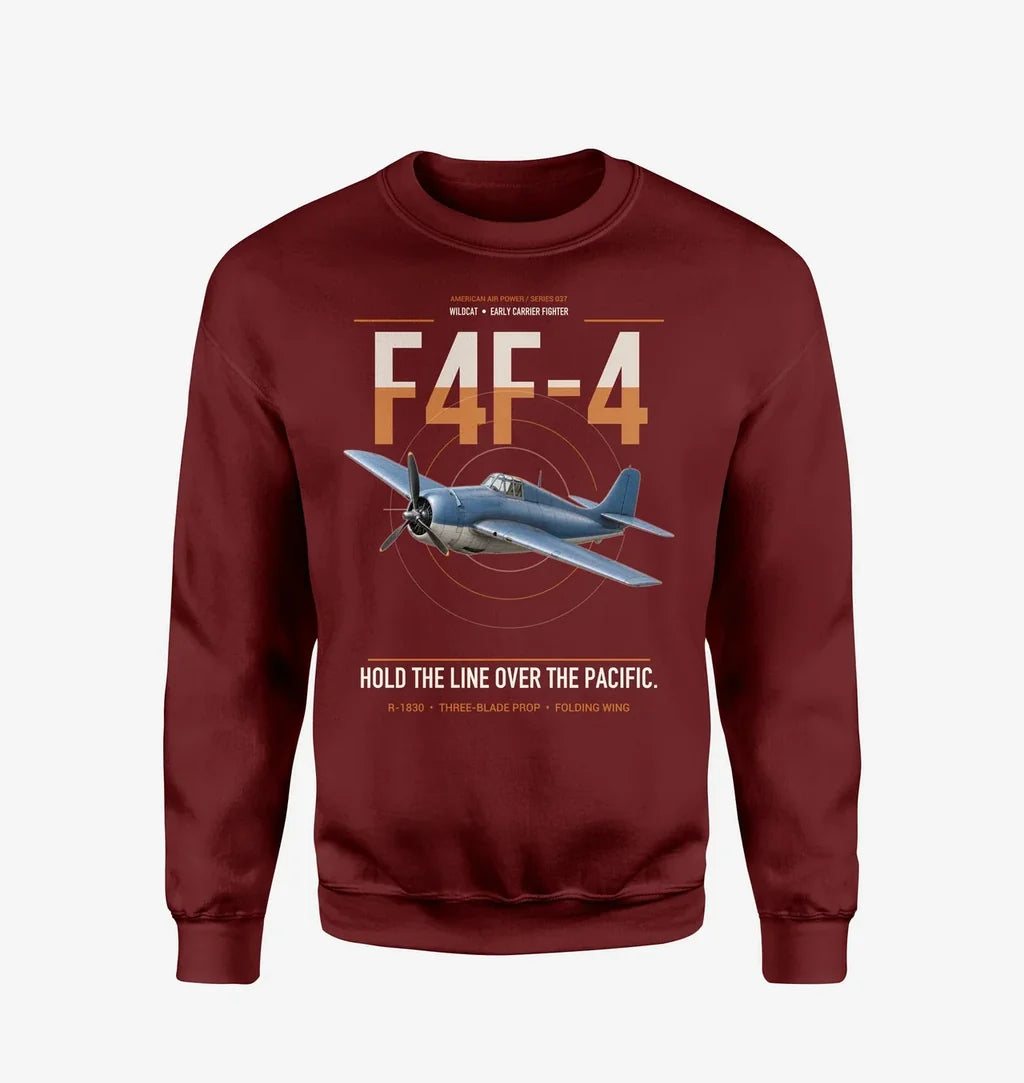 F4F-4 Wildcat design on wine red sweatshirt