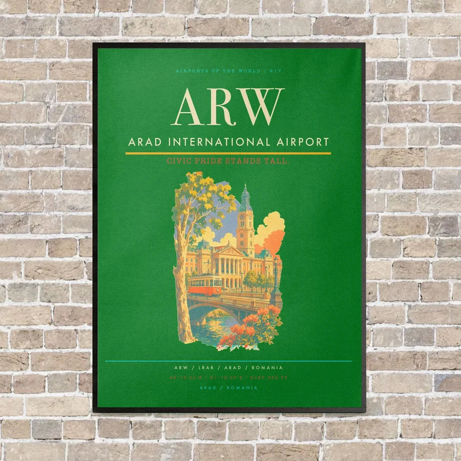 Arad International Airport ARW vertical canvas print - framed - green background
