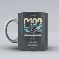 Thumbnail for Cessna 182 Skylane design on gray ceramic mug, double-side print