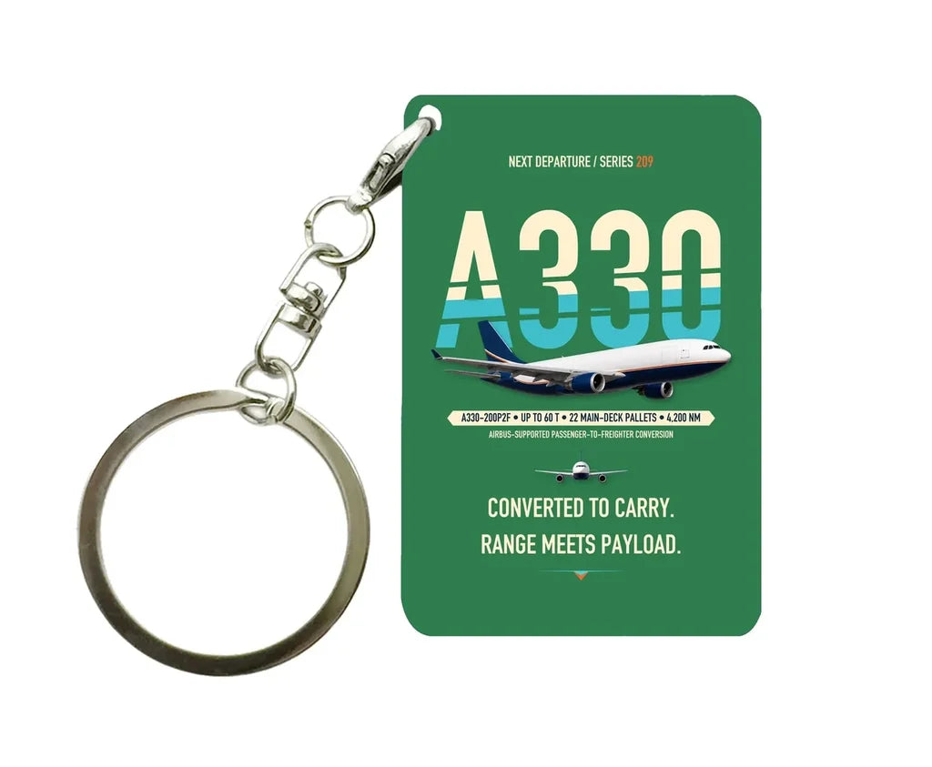Airbus A330-200P2F Key Chain design on green key chain