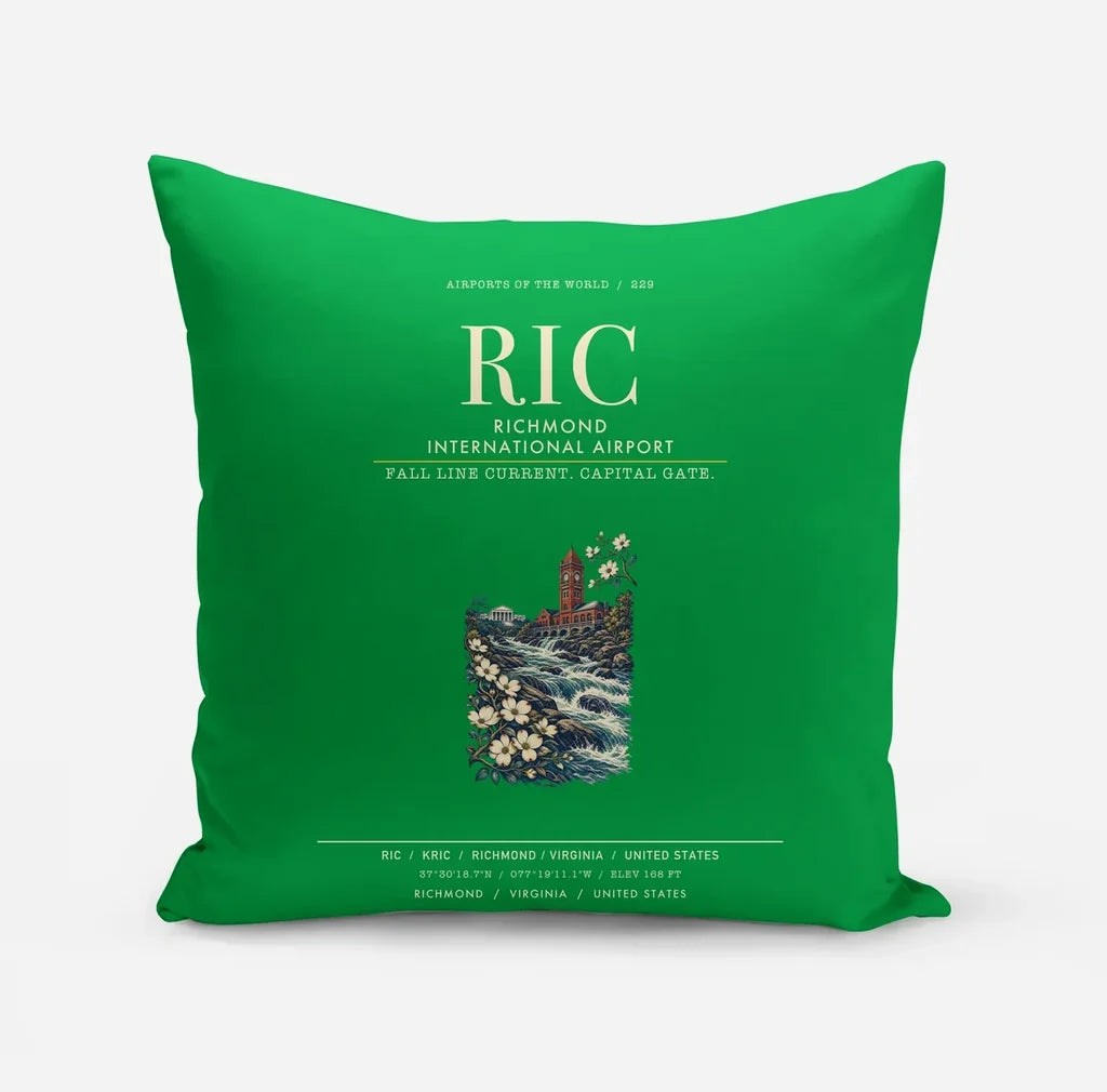Richmond International Airport (RIC) design on green pillow