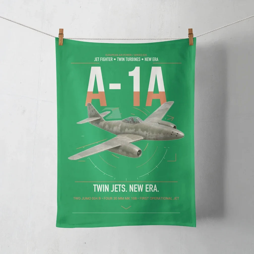Messerschmitt Me 262A-1a design on green towel