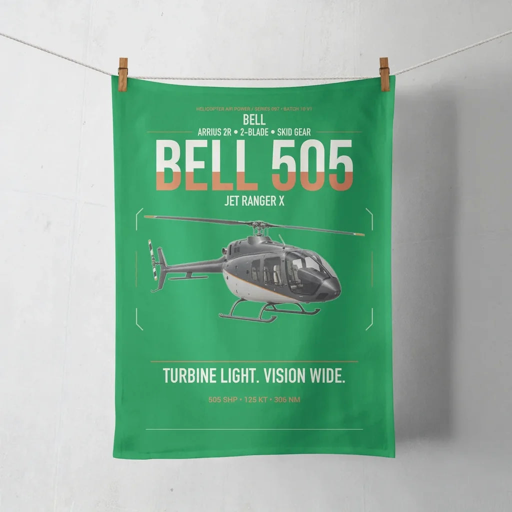 Bell 505 Jet Ranger X design on green towel