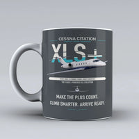 Thumbnail for Cessna Citation XLSPlus design on gray ceramic mug, double-side print