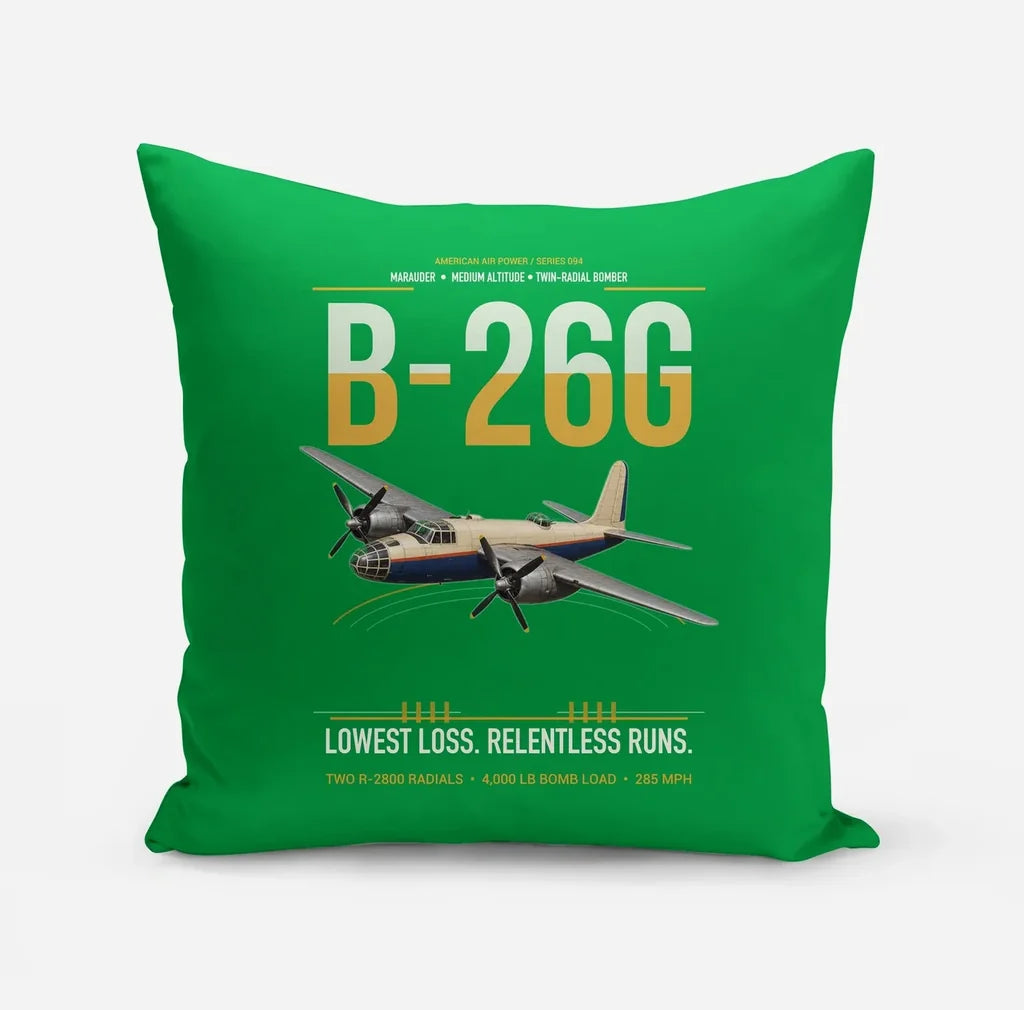 B-26G Marauder design on green pillow