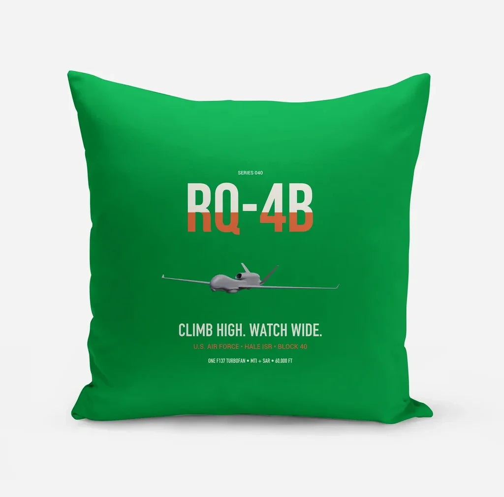 RQ-4B Global Hawk design on green pillow