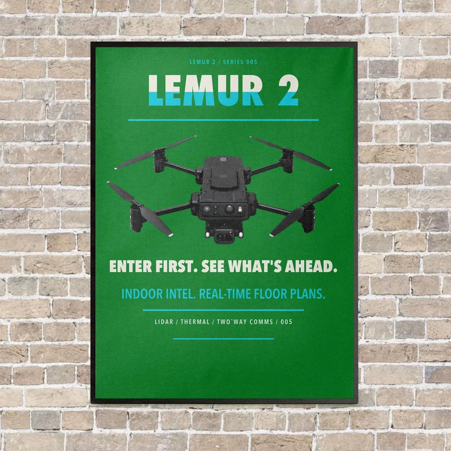 BRINC LEMUR 2 vertical canvas print - framed - green background