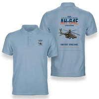 Thumbnail for Boeing AH-64E Apache Guardian design on light blue double-side polo t-shirt, double-side print