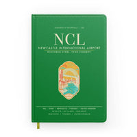 Thumbnail for Newcastle International Airport (NCL) design on green notebook