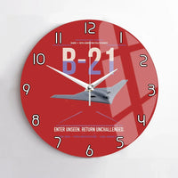 Thumbnail for B-21 Raider design on red no frame wall clock