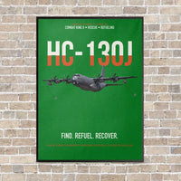 Thumbnail for HC-130J COMBAT KING II vertical canvas print - framed - green background