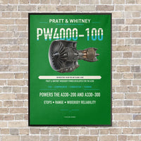 Thumbnail for PW4000-100 vertical canvas print - framed - green background