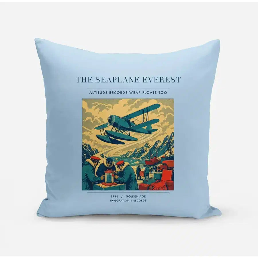 VINTAGE G4296 - The Seaplane Everest - Designed Pillows design on lightblue