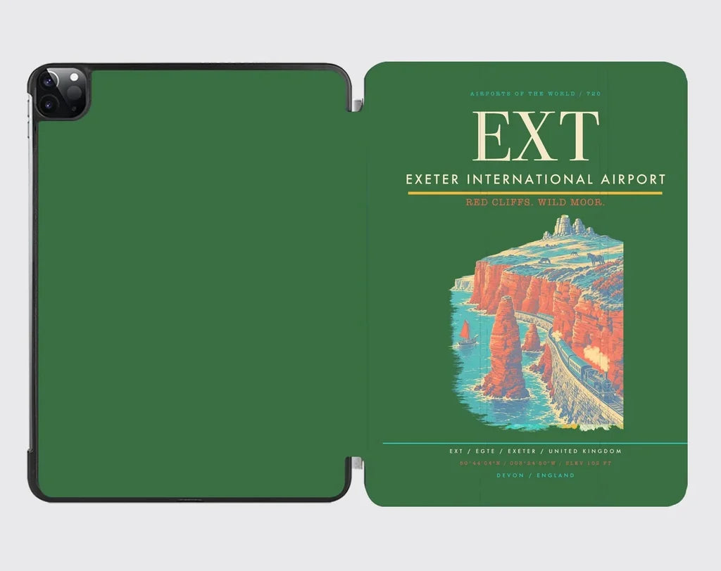 Exeter International Airport (EXT) design on green ipad tablet case