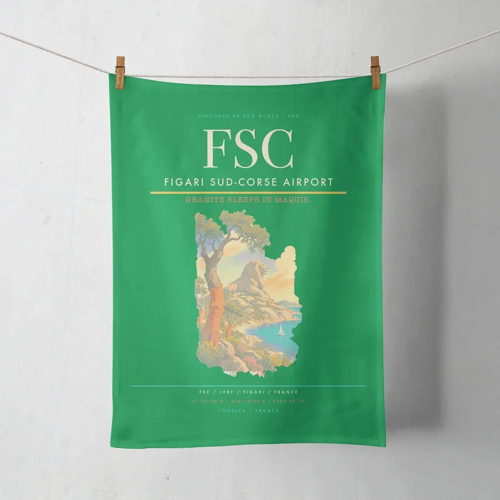 Figari Sud-Corse Airport (FSC) design on green towel