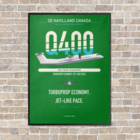 Thumbnail for De Havilland Dash 8-400 vertical canvas print - framed - green background