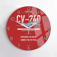 Thumbnail for Convair CV-240 design on red no frame wall clock