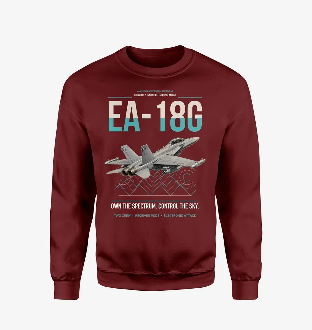 EA-18G Growler design on wine red sweatshirt
