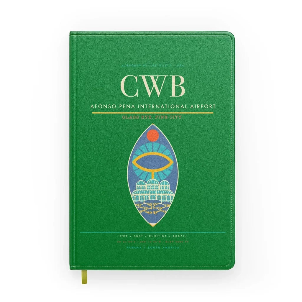 Afonso Pena International Airport (CWB) design on green notebook