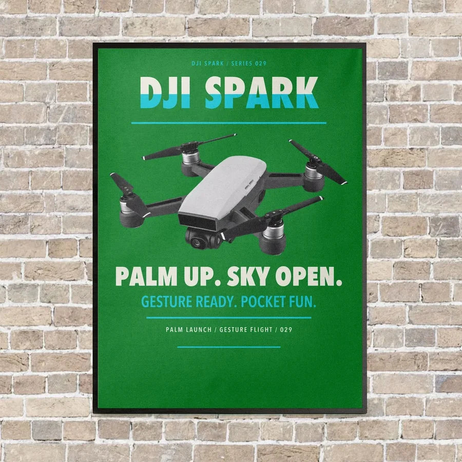 DJI Spark vertical canvas print - framed - green background