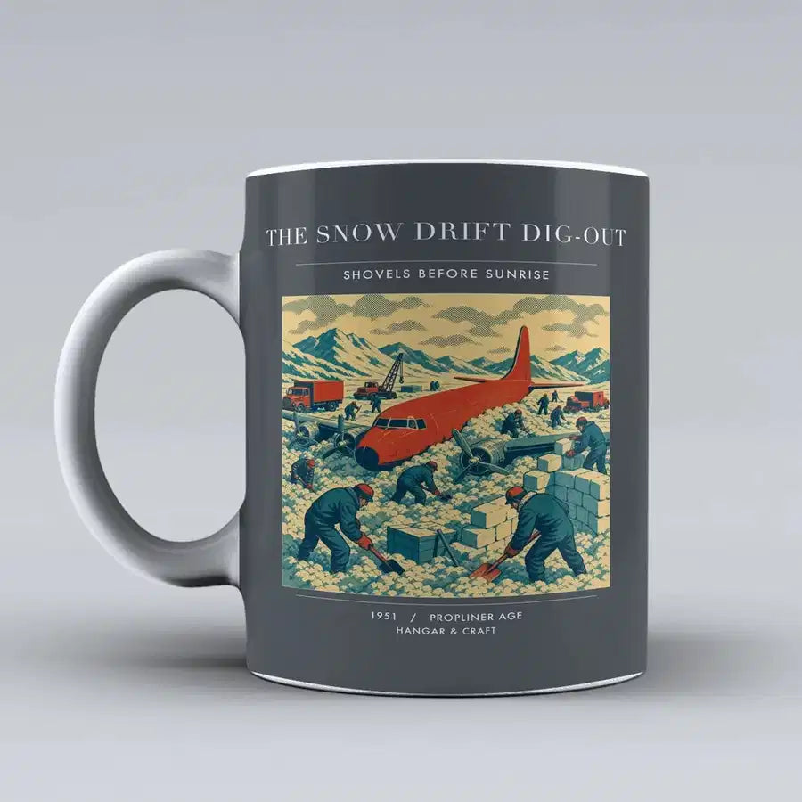 VINTAGE G4355 - The Snow Drift Dig-Out - Ceramic Mug design on gray