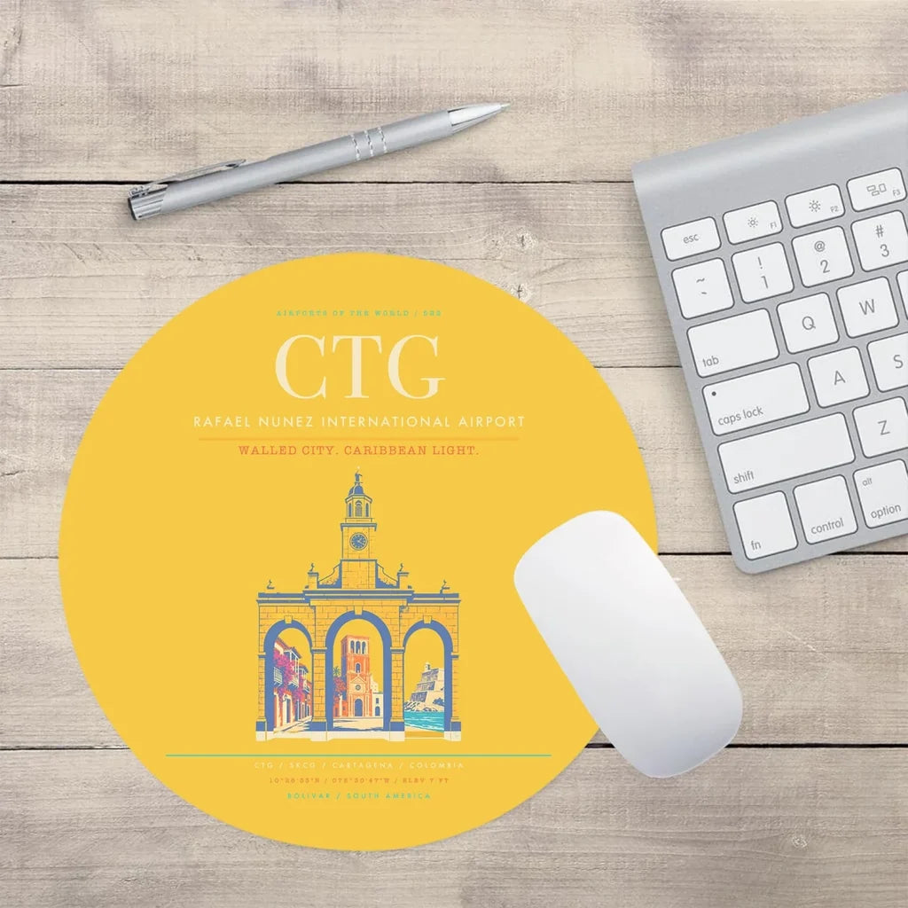 Rafael Nunez International Airport CTG Mouse-Pad Round - Yellow