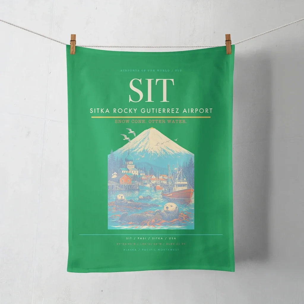 Sitka Rocky Gutierrez Airport (SIT) design on green towel