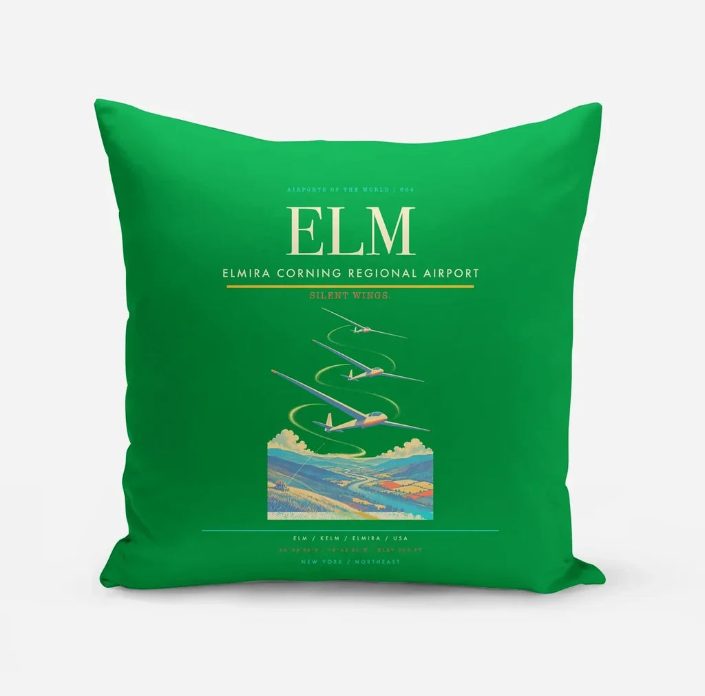 Elmira Corning Regional Airport (ELM) design on green pillow