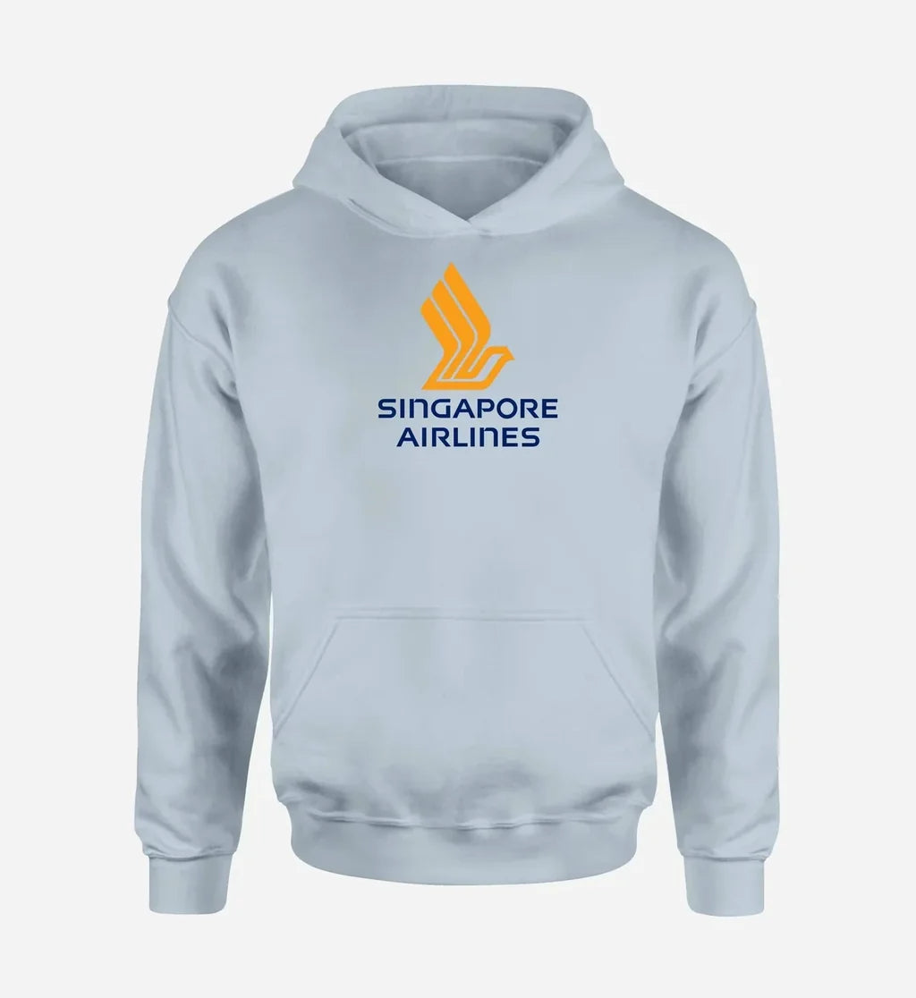 Singapore Airlines logo on light blue single side hoodie