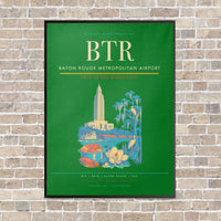 Thumbnail for Baton Rouge Metropolitan Airport BTR - Canvas Framed - Green