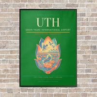 Thumbnail for Udon Thani International Airport UTH vertical canvas print - framed - green background