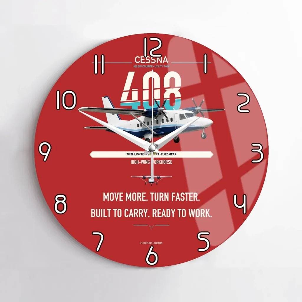 Cessna 408 SkyCourier design on red no frame wall clock
